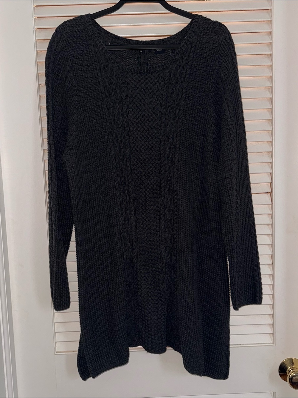 JEANNE PIERRE Black Cable-Knit Scoop Neck Sweater